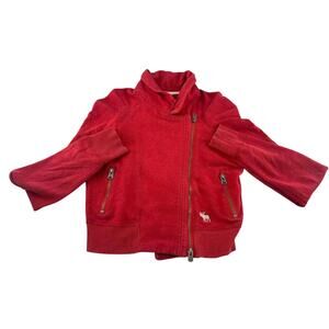 Vintage Abercrombie &Fitch Sweatshirt Juniors Large Red Full Zip Kidcore Y2K